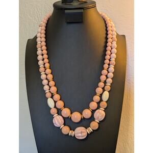 Two Dusty Rose Vintage Acrylic Bead Necklaces